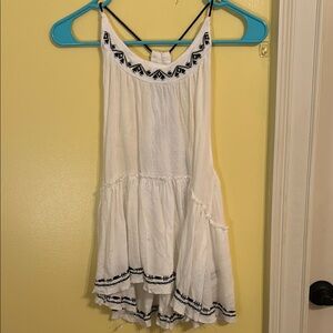 White Embroidered Sleeveless Top